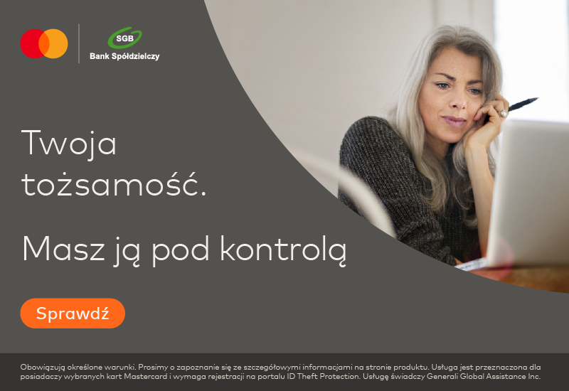 Monitoruj swoje dane w sieci 24/7 z Mastercard ID Theft ProtectionTM